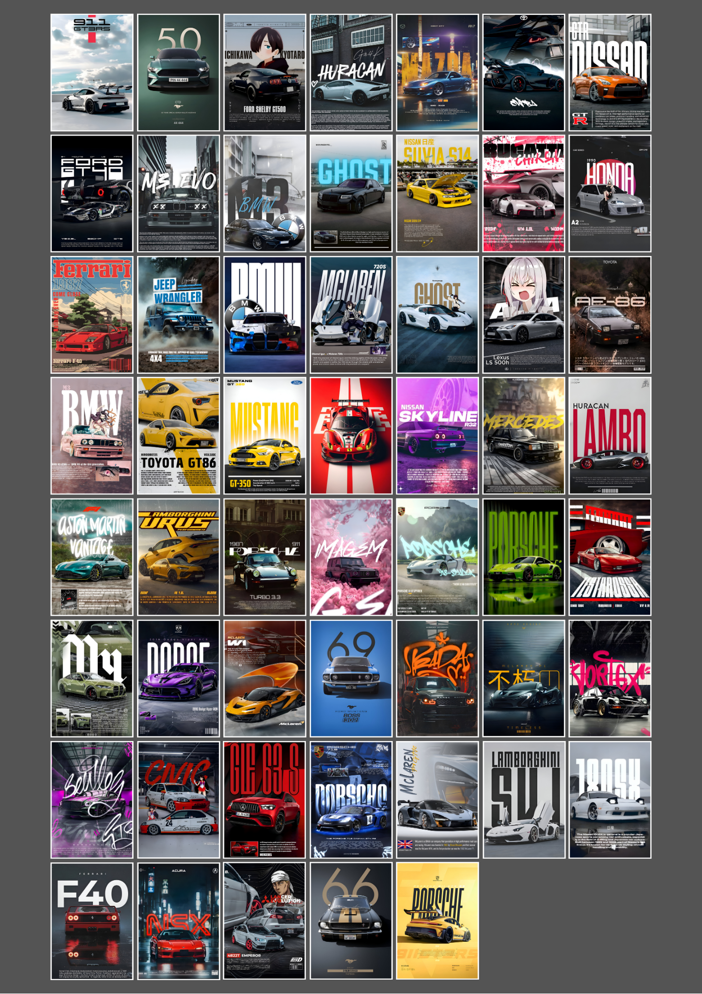 54 Epic Cars Collage Set