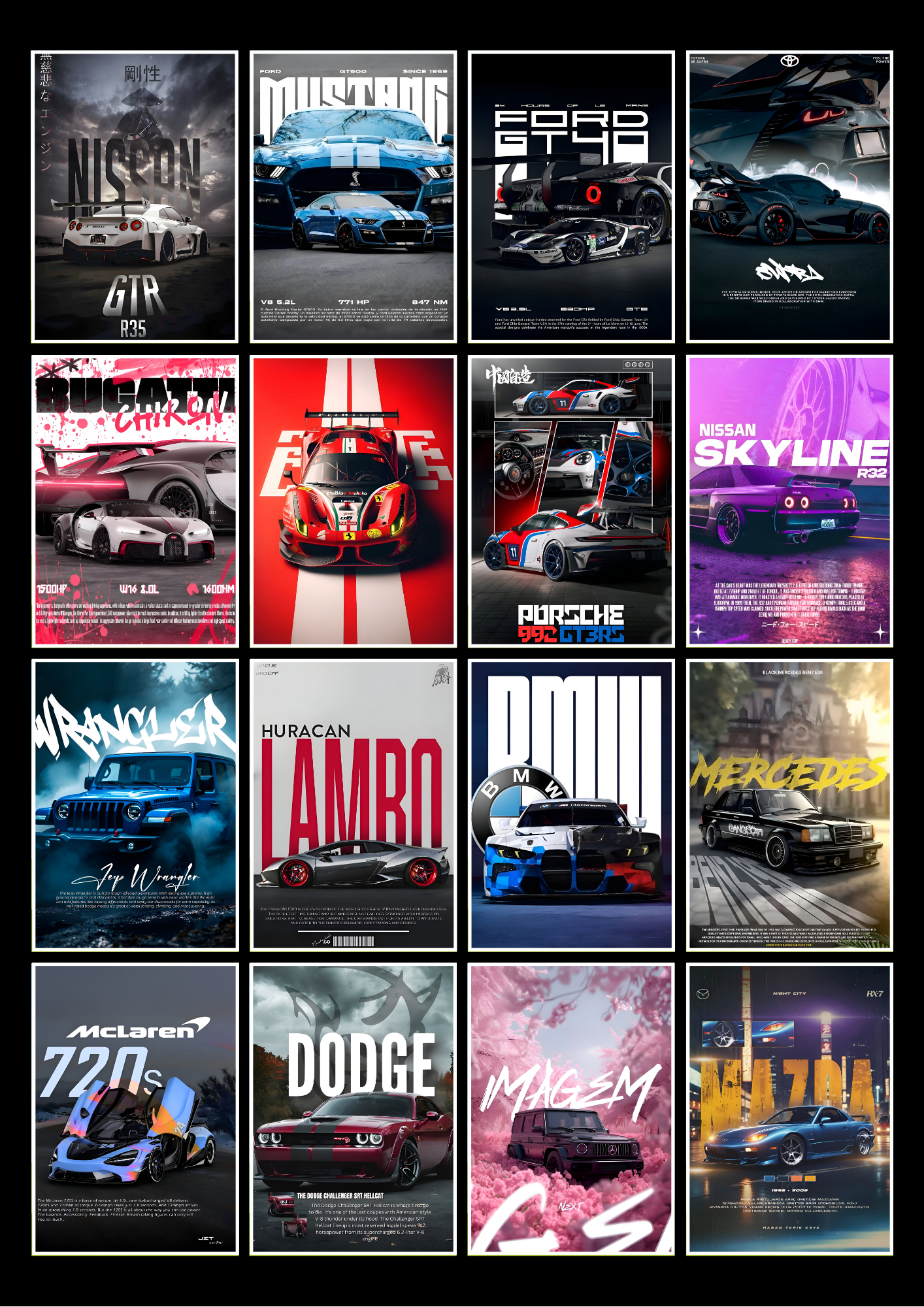 16 Epic Cars Collage Set
