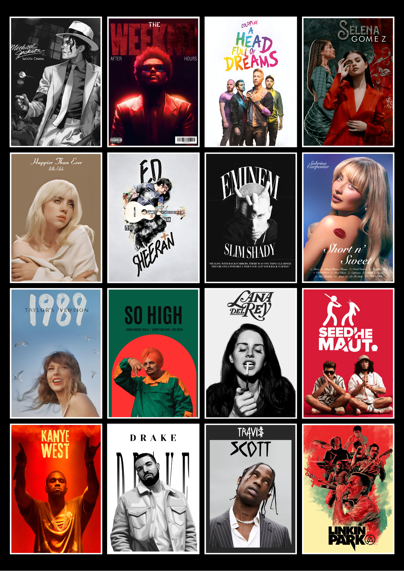 16 Epic Singer & Musician Collage Set
