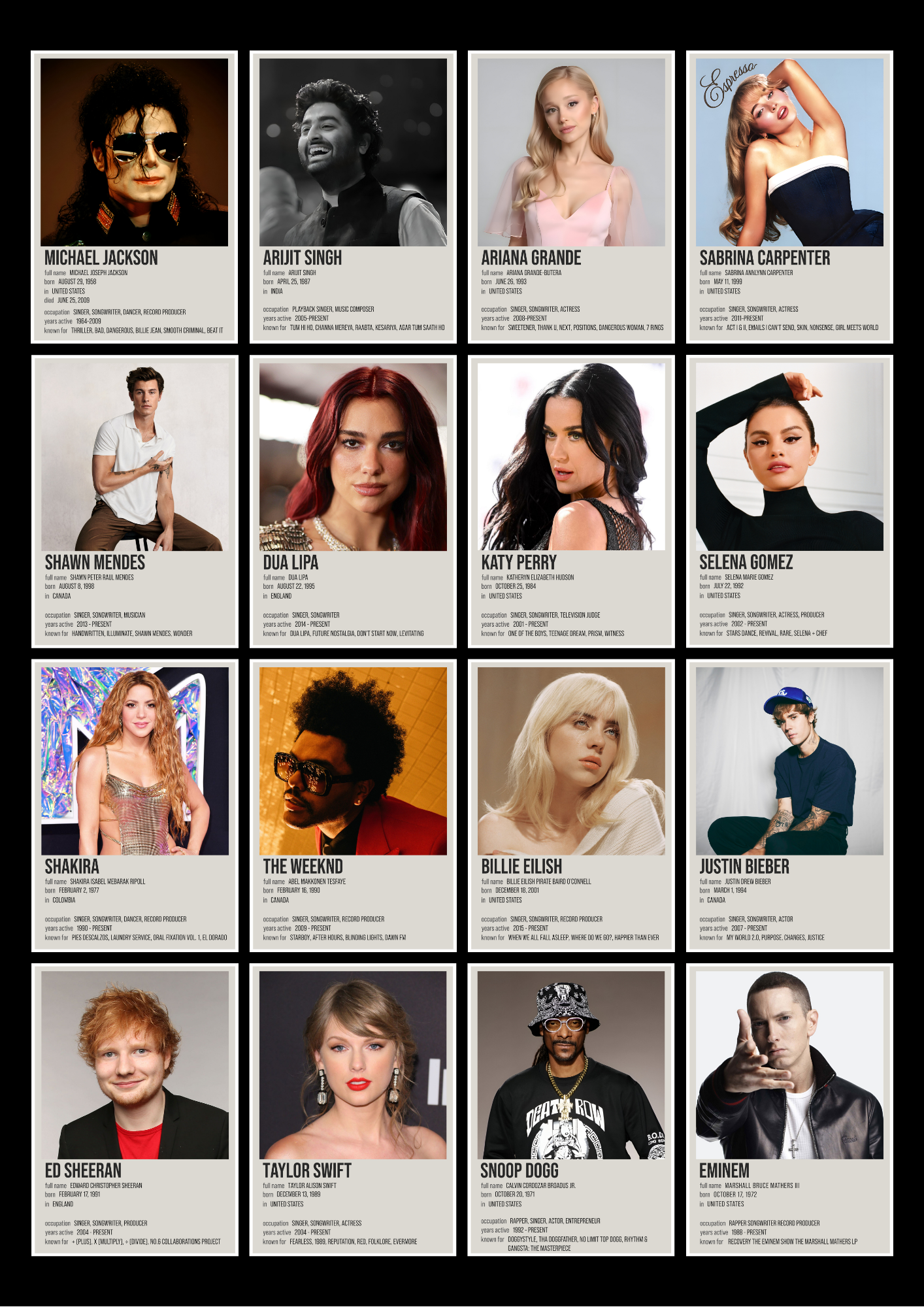 16 Epic Musician & Singer Collage Set
