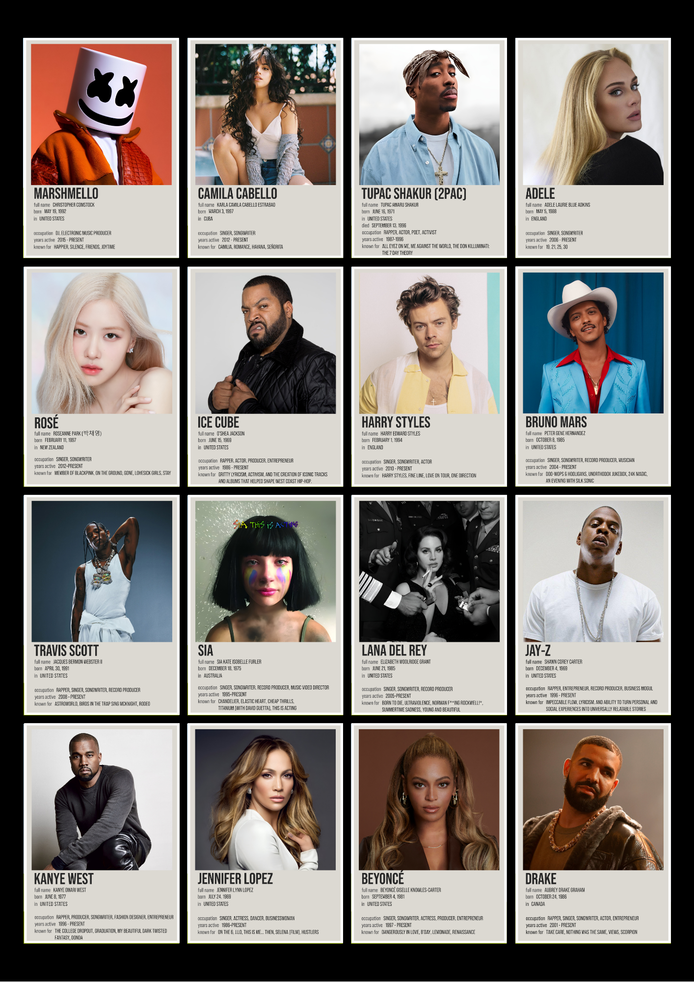 16 Epic Musician & Singer Collage Set