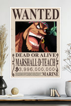 One Piece | Marshall D. Teach | Wanted Poster | Anime Poster