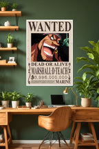 One Piece | Marshall D. Teach | Wanted Poster | Anime Poster