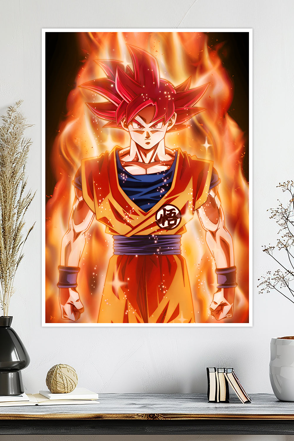 Super Saiyan God Goku | Fiery Dragon Ball | Anime Poster