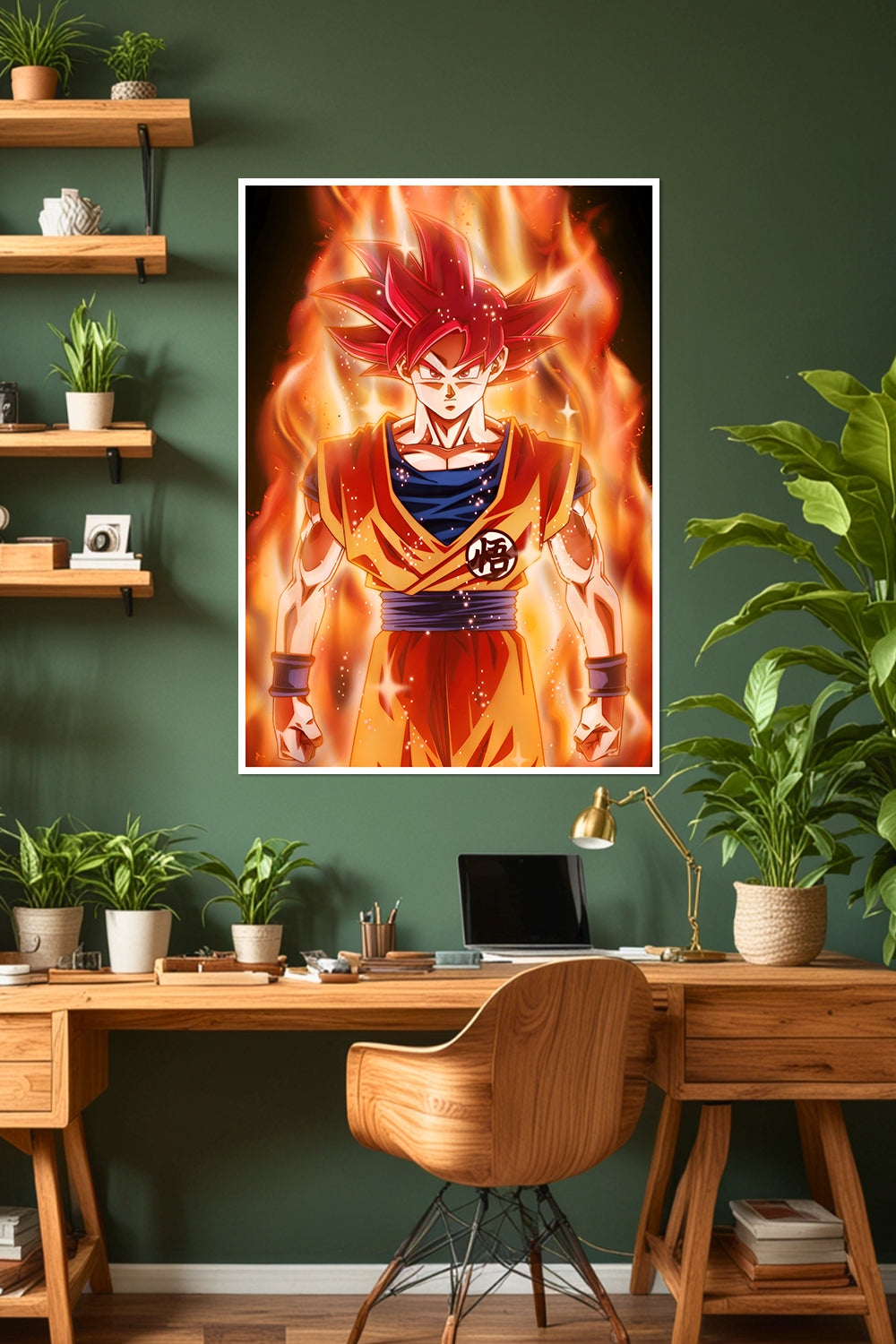 Super Saiyan God Goku | Fiery Dragon Ball | Anime Poster